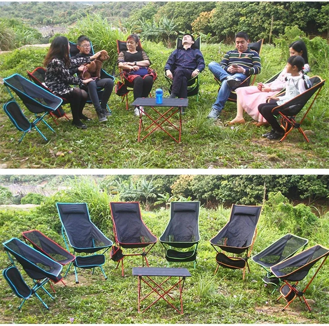 Camping Accessory Outdoor Portable Folding Camping Chair Light Fishing Beach Chair Aviation Aluminum Alloy Backrest Recliner (Color : Green)