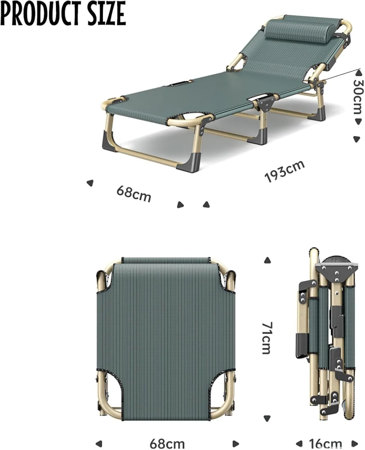 Camping Beds for Adults Portable Folding Bed, Folding Camping Cots Patio Lounge Chair, Camping Bed Folding Cot 330Lbs