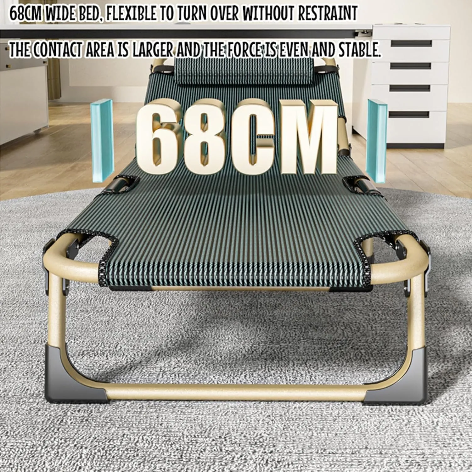 Camping Beds for Adults Portable Folding Bed, Folding Camping Cots Patio Lounge Chair, Camping Bed Folding Cot 330Lbs