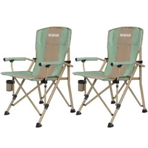 Camping Chair Hard Arm High Back Lawn Chair Heavy Duty w/ Cup Holder