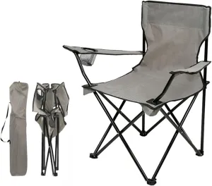 Camping Chair - Ultimate Comfort, Durable Steel Frame, Portable Outdoor Chair for Picnics, Camping, and Fishing (Grey)