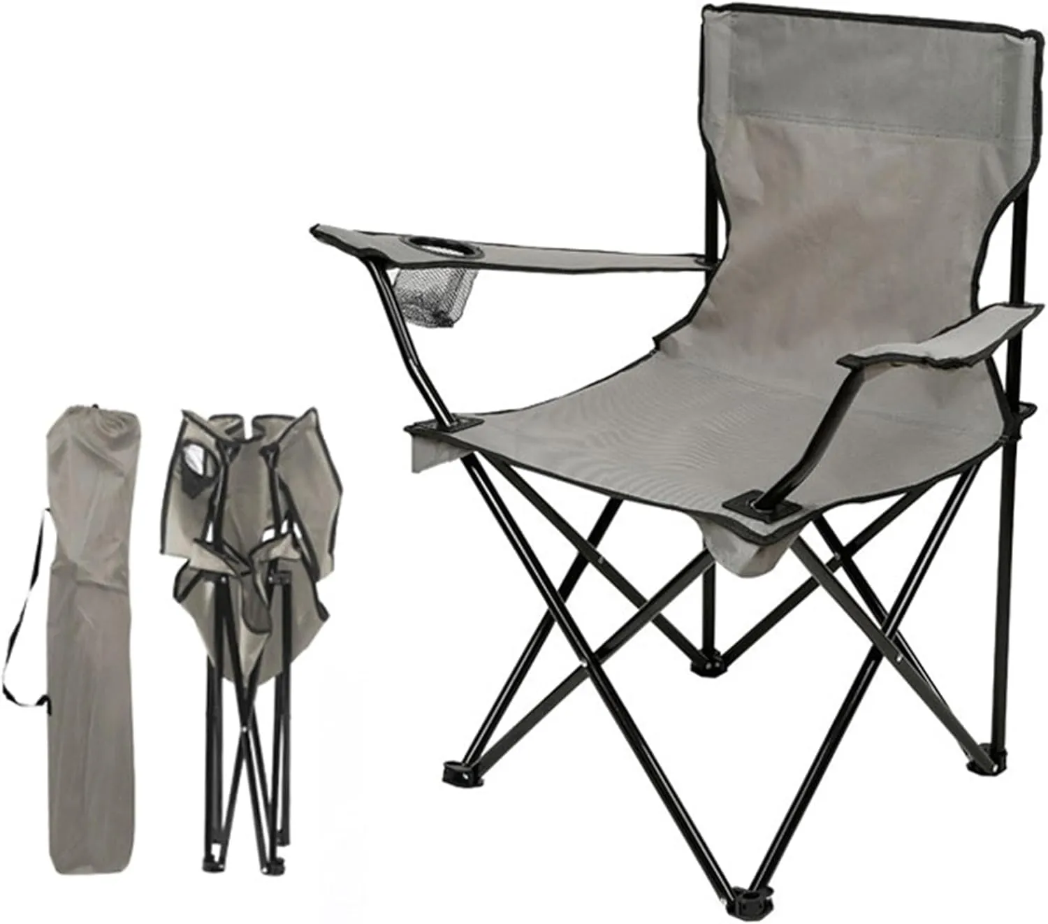 Camping Chair - Ultimate Comfort, Durable Steel Frame, Portable Outdoor Chair for Picnics, Camping, and Fishing (Grey)
