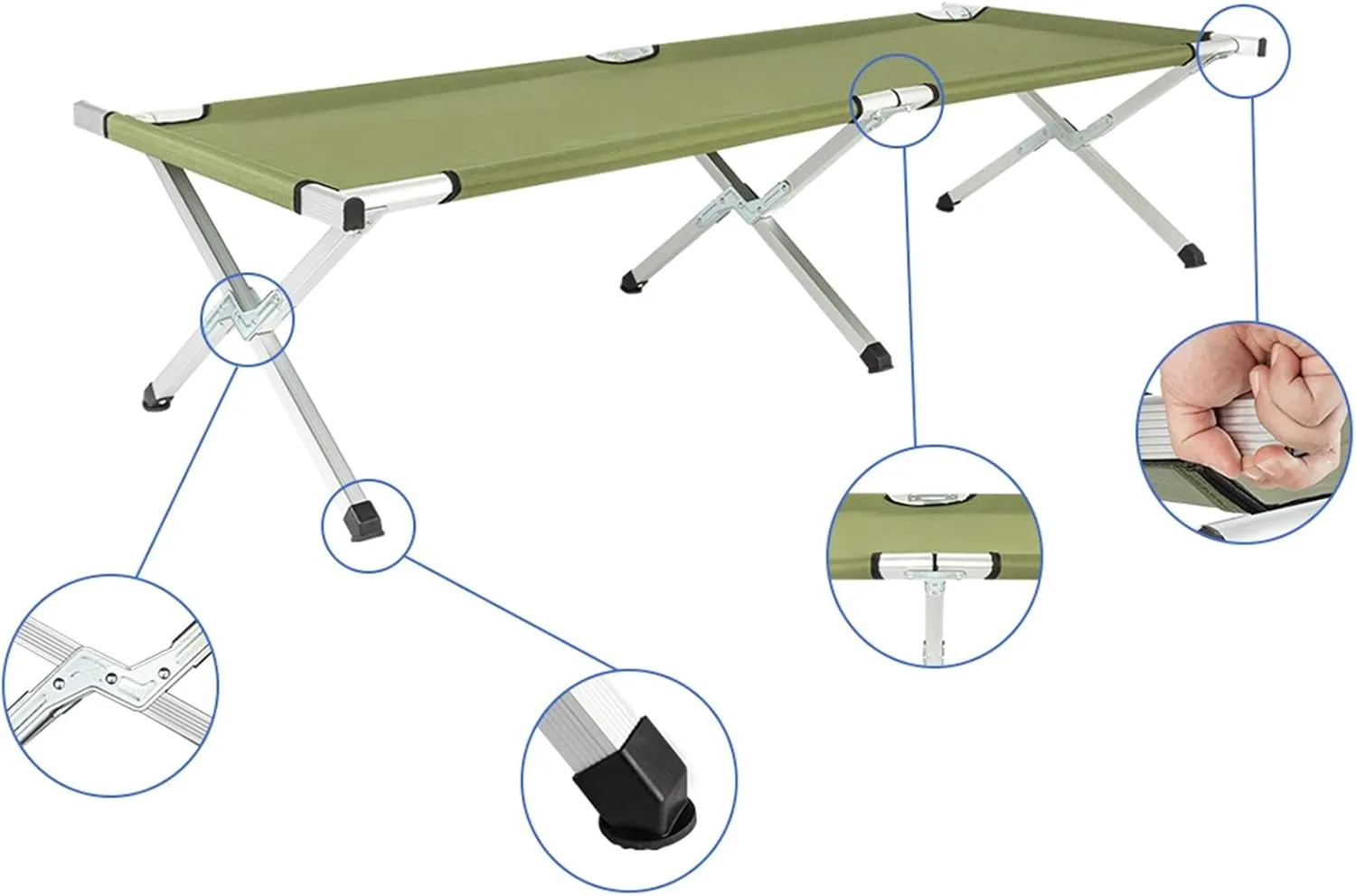 Camping Cot Folding Bed, Portable Oxford Sleeping Cot for Outdoor with Carry Bag, Strong Steel Frame Supports Campers up to 6ft 2in or 265lbs, Great for Camping & Lounging (6ft, 1, Pack)