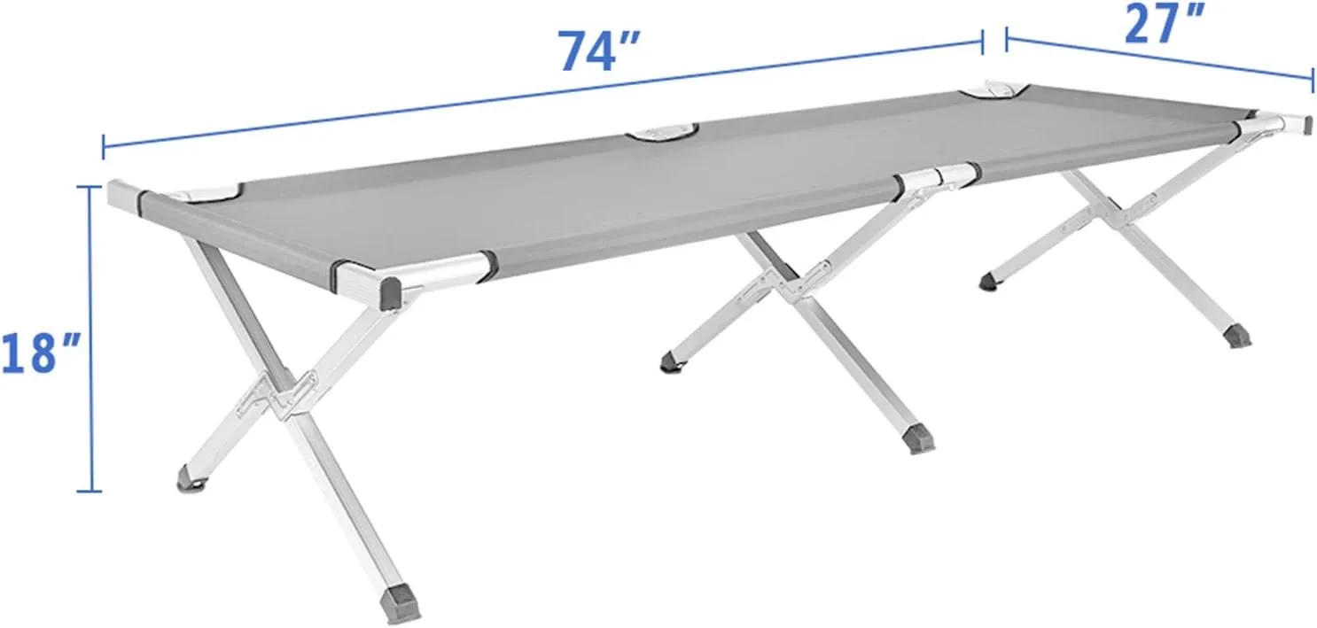 Camping Cot Folding Bed, Portable Oxford Sleeping Cot for Outdoor with Carry Bag, Strong Steel Frame Supports Campers up to 6ft 2in or 265lbs, Great for Camping & Lounging (6ft, 1, Pack)