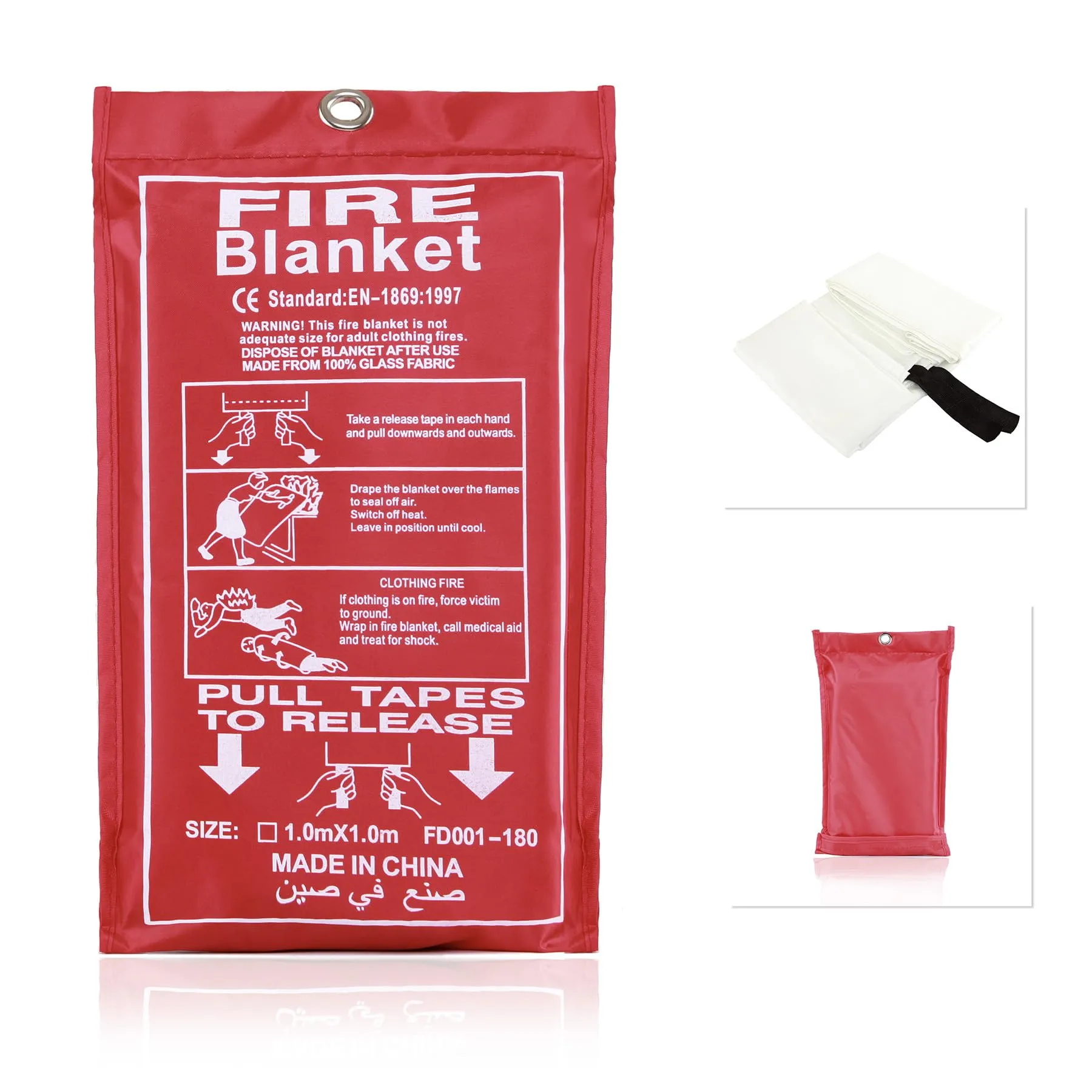 Camping Is Easy® Fire Blanket for Kitchen, Suppression Blanket for Emergency, Survival Safety Cover, Fiberglass, 39x39 inches