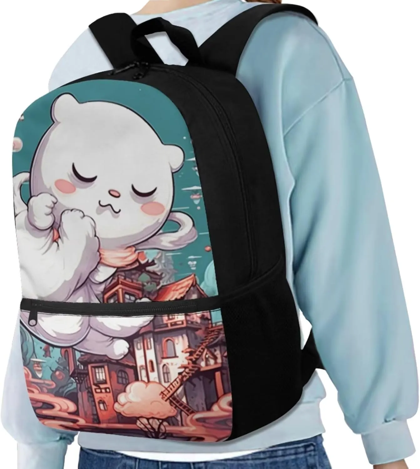 Cartoom Bear Backpack and Lunch Bag Set for Girls 3rd to 8th Grade Multi-Pockets School Bag for Boys Keep Warm Kids Lunch Bag for Middle School Secondary Schools