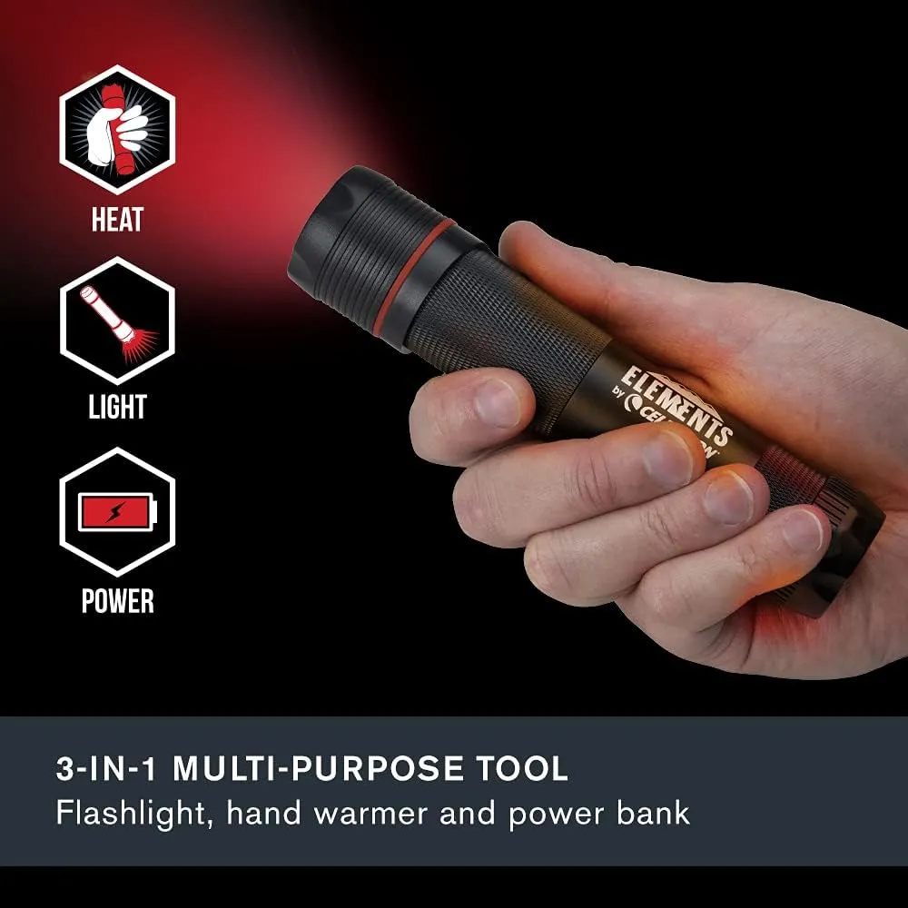Celestron – Elements ThermoTorch 3 Astro Edition – Rechargeable Red LED Flashlight – Ergonomic Hand Warmer & USB Power Bank – 3-in-1 Tactical Tool – 3350 mAh Lithium-Ion Battery