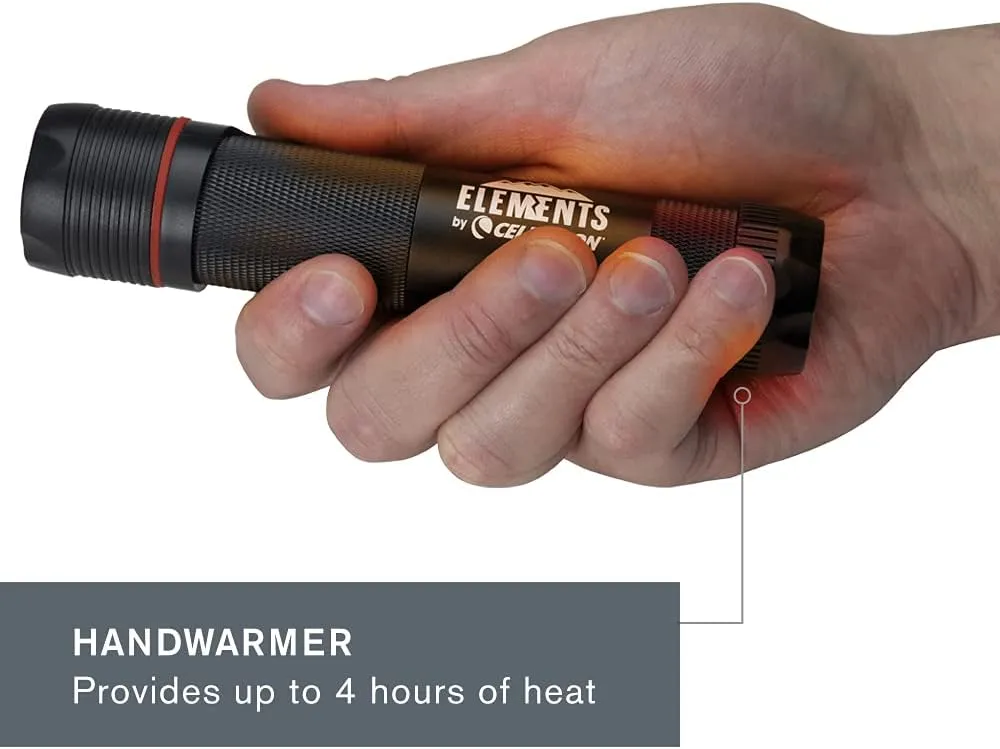 Celestron – Elements ThermoTorch 3 Astro Edition – Rechargeable Red LED Flashlight – Ergonomic Hand Warmer & USB Power Bank – 3-in-1 Tactical Tool – 3350 mAh Lithium-Ion Battery