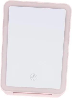 Chic Touchscreen Led Makeup Mirror Portable Folding Design for Home and Travel USB Rechargeable with Light Supplement for Touch-ups