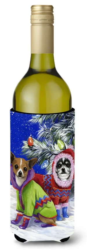 Chihuahua Christmas Snowflakes Wine Bottle Hugger PPP3071LITERK