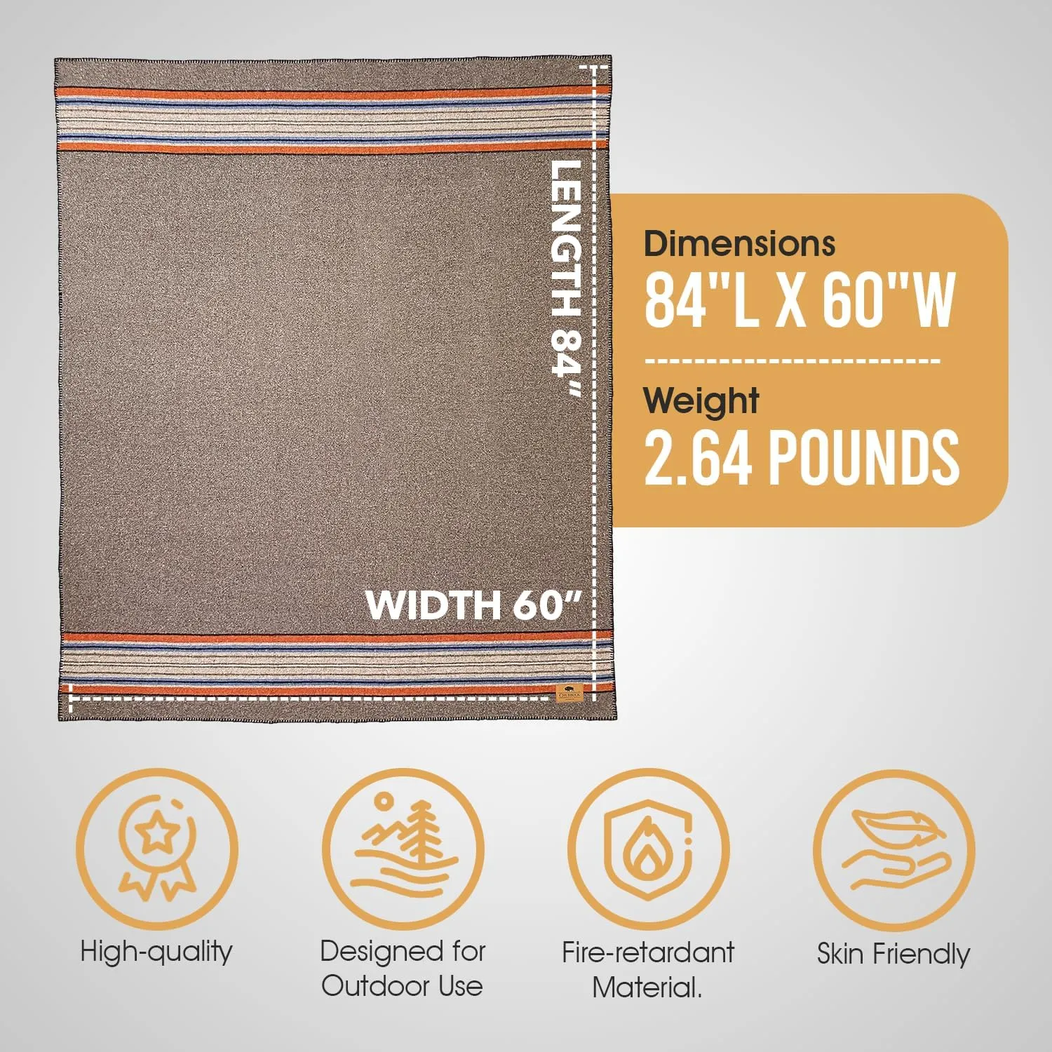 Chubbuck 100% Wool Blanket Camping (60" x 84") - Large Wool Blanket for Outdoor, Survival Kit, Emergency, Camping and Home Use - Fire Retardant, Soft and Warm Blankets for Winter (Forest)
