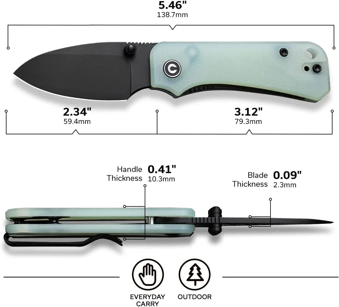 CIVIVI Baby Banter Pocket Knife for EDC, Ben Petersen Folding Knife with 2.34 in Nitro V Steel Blade G10 Handle, Titanium Thumb Stud Opener C19068S-8 (Natural)