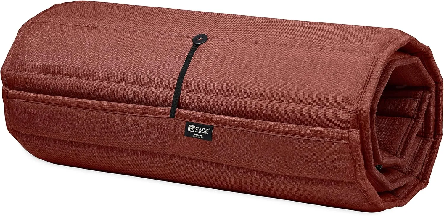 Classic Accessories Storigami Water-Resistant 80 x 26 Inch Chaise Lounge Cushion, Heather Henna, Patio Cushion