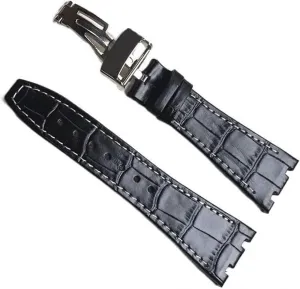 Classical Genuine Leather Watchband for AP Off Shore Men Wrist Bracelet with Deployment folding Clasp Watch Strap