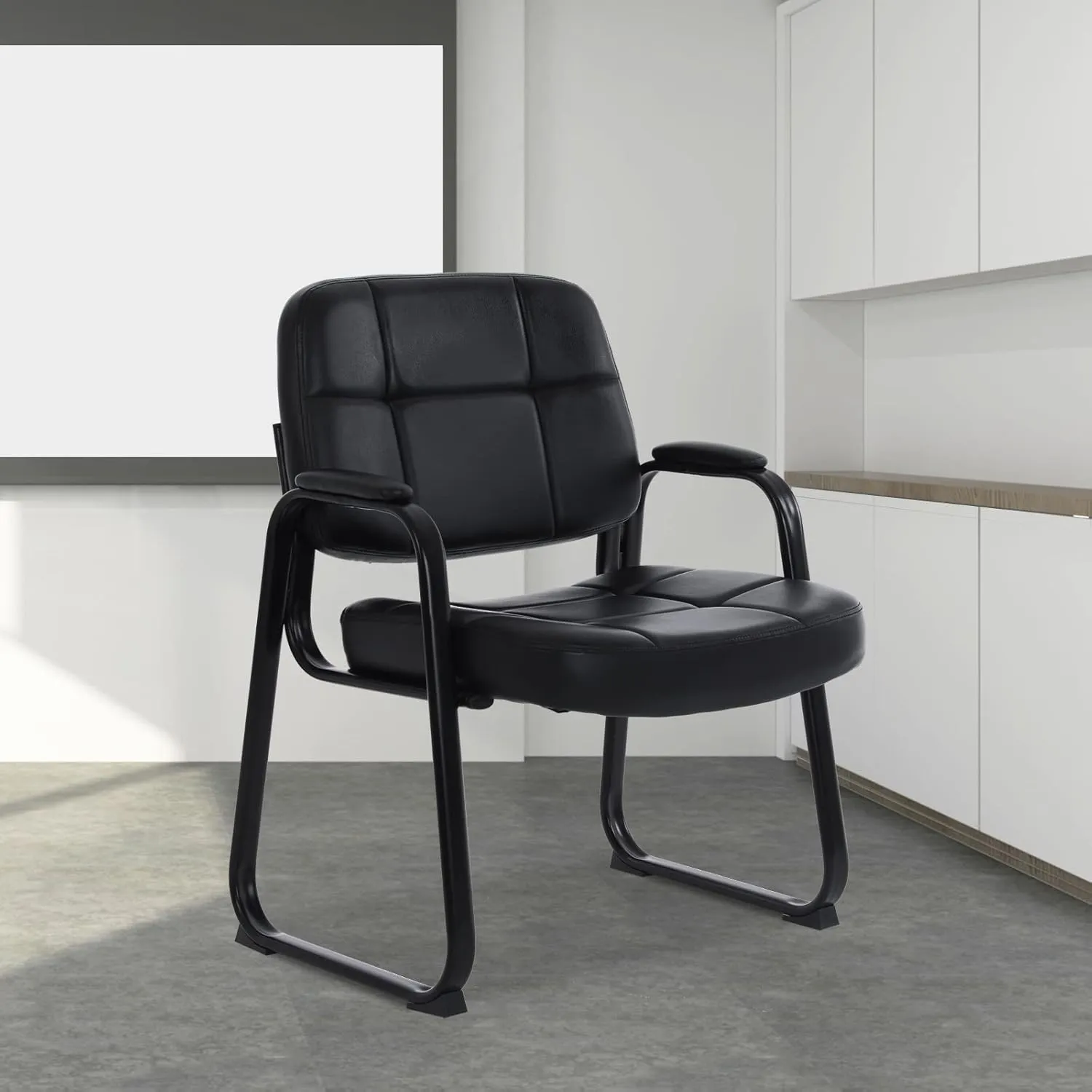 CLATINA Big & Tall 400 lbs Waiting Room Guest Chair with Thick and Comfortable Cushion and Back, Padded Arm Rest, Solid Sled Base, Suitable for Office Area Conference Reception Room (1 Pack)
