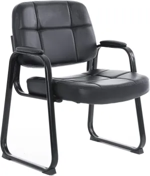 CLATINA Big & Tall 400 lbs Waiting Room Guest Chair with Thick and Comfortable Cushion and Back, Padded Arm Rest, Solid Sled Base, Suitable for Office Area Conference Reception Room (1 Pack)