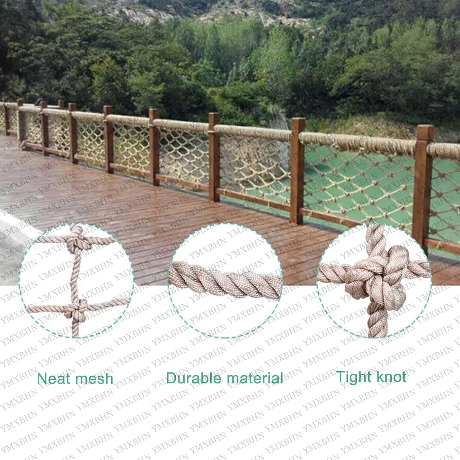 Climbing Rope Net Heavy Duty Climbing Net Safety Netting Balcony Stairs Fence Garden Playground Protection Net Indoor & Outdoor Decor Rope Net(Size:6.5FTx6.5FT)