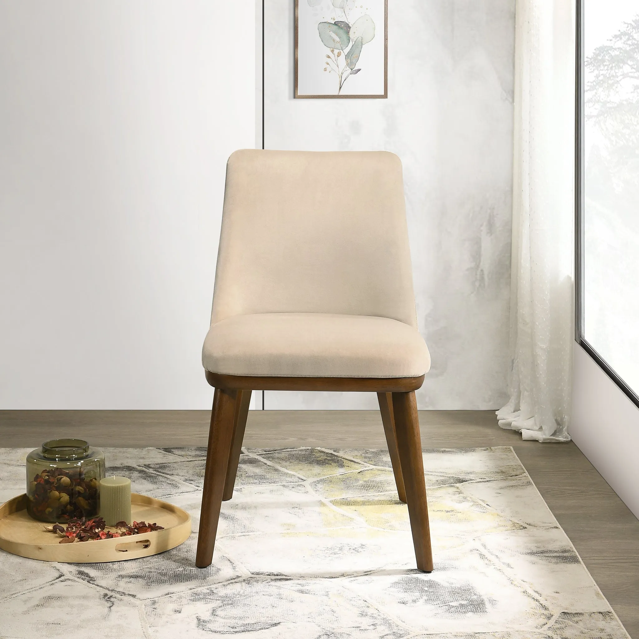 Cloud Beige Velvet Dining Chair Set of 2