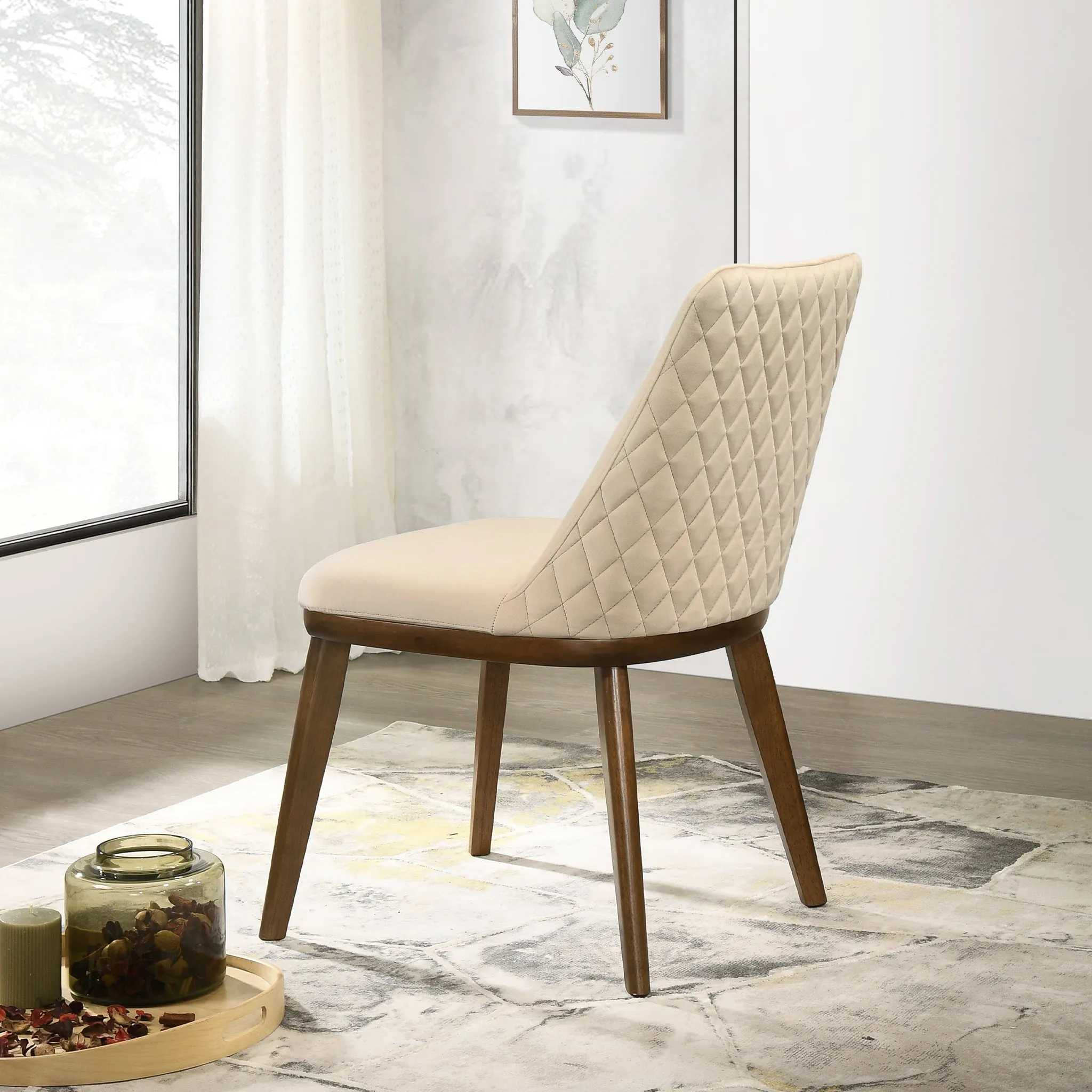 Cloud Beige Velvet Dining Chair Set of 2