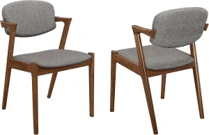 Coaster Home Furnishings - Malone - Set of 2 Fabric & Wood Arm Chairs - Armrests, Open Back, Padded Backrest and Seat - Mid-Century Modern - Dining Room and Kitchen - Brown and Dark Walnut - 105352