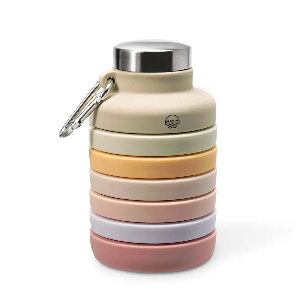 Collapsible Carabiner Bottle - Larger - Ivory & Purple