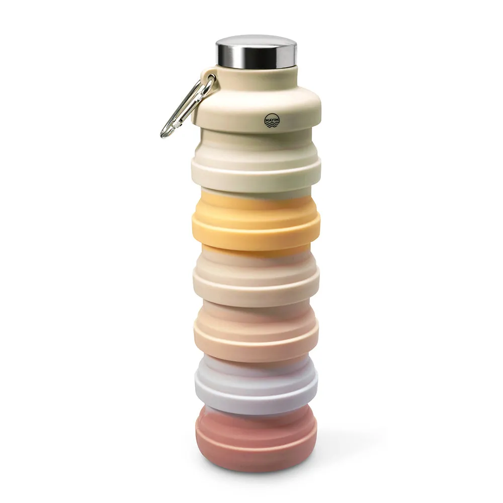 Collapsible Carabiner Bottle - Larger - Ivory & Purple