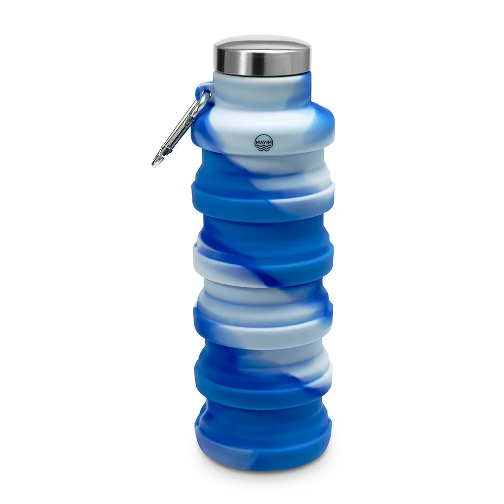 Collapsible Carabiner Bottle - Tie Dye - Blues