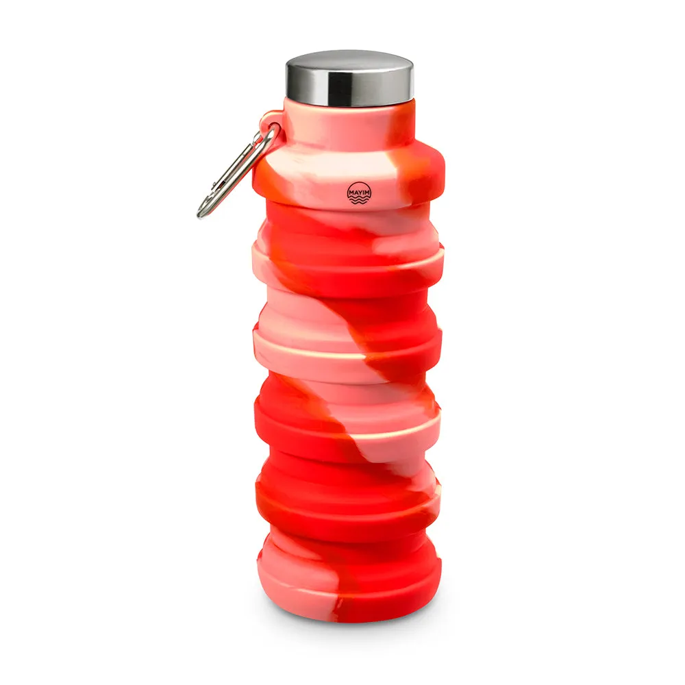 Collapsible Carabiner Bottle - Tie Dye - Coral & Mauve