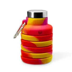 Collapsible Carabiner Bottle - Tie Dye - Orange, Yellow and Pink