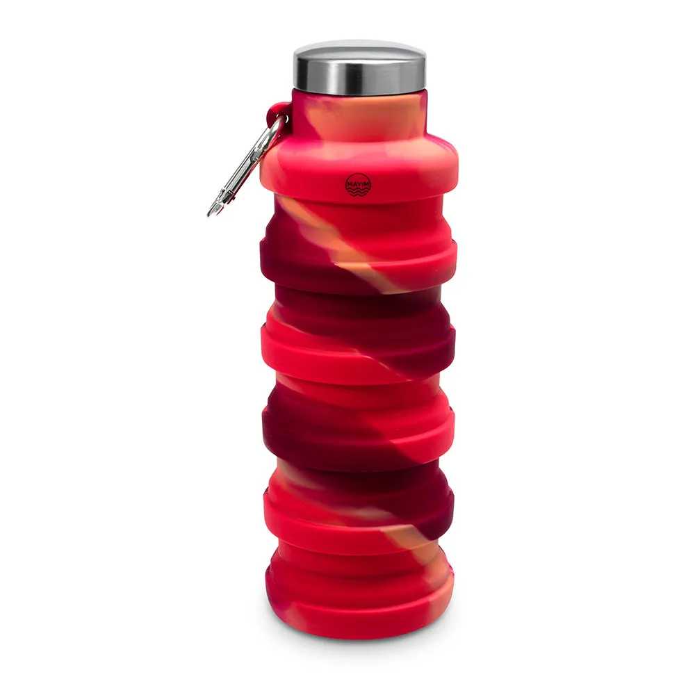 Collapsible Carabiner Bottle - Tie Dye - Red