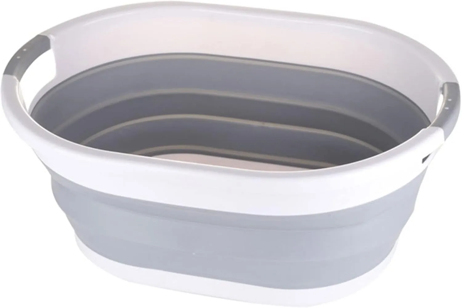 Collapsible wash Basin Folding Wash Basin Portable Household Collapsible Laundry Basket Grey Washing Tool Home Bathroom Plastic Products Outdoor Basins(US-Size L)
