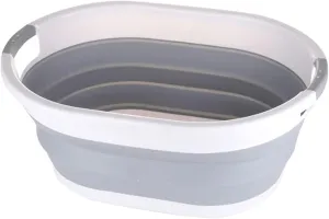 Collapsible wash Basin Folding Wash Basin Portable Household Collapsible Laundry Basket Grey Washing Tool Home Bathroom Plastic Products Outdoor Basins(US-Size L)