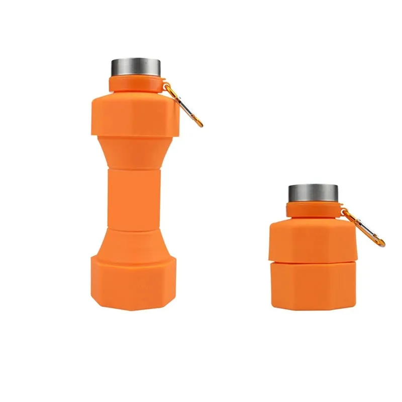 Collapsible Water Bottle 650ml Reuseable Silicone Foldable Fitness Dumbbells-shape Water Bottles Camp Cups For Sports Portable