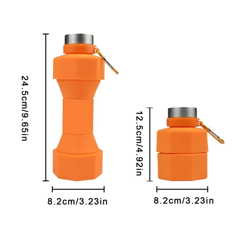 Collapsible Water Bottle 650ml Reuseable Silicone Foldable Fitness Dumbbells-shape Water Bottles Camp Cups For Sports Portable