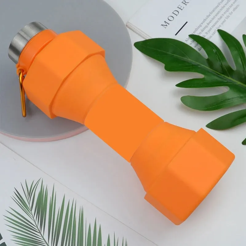Collapsible Water Bottle 650ml Reuseable Silicone Foldable Fitness Dumbbells-shape Water Bottles Camp Cups For Sports Portable