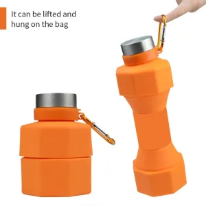 Collapsible Water Bottle 650ml Reuseable Silicone Foldable Fitness Dumbbells-shape Water Bottles Camp Cups For Sports Portable