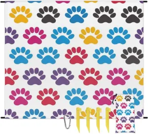Colorful Paw Beach Blanket, Sandproof Beach Mat, Adults Waterproof Quick Drying Sand Free Mat with 4 x Ground Spikes for Outdoor Travel Camping Hiking, Animal Dog Cat Paw