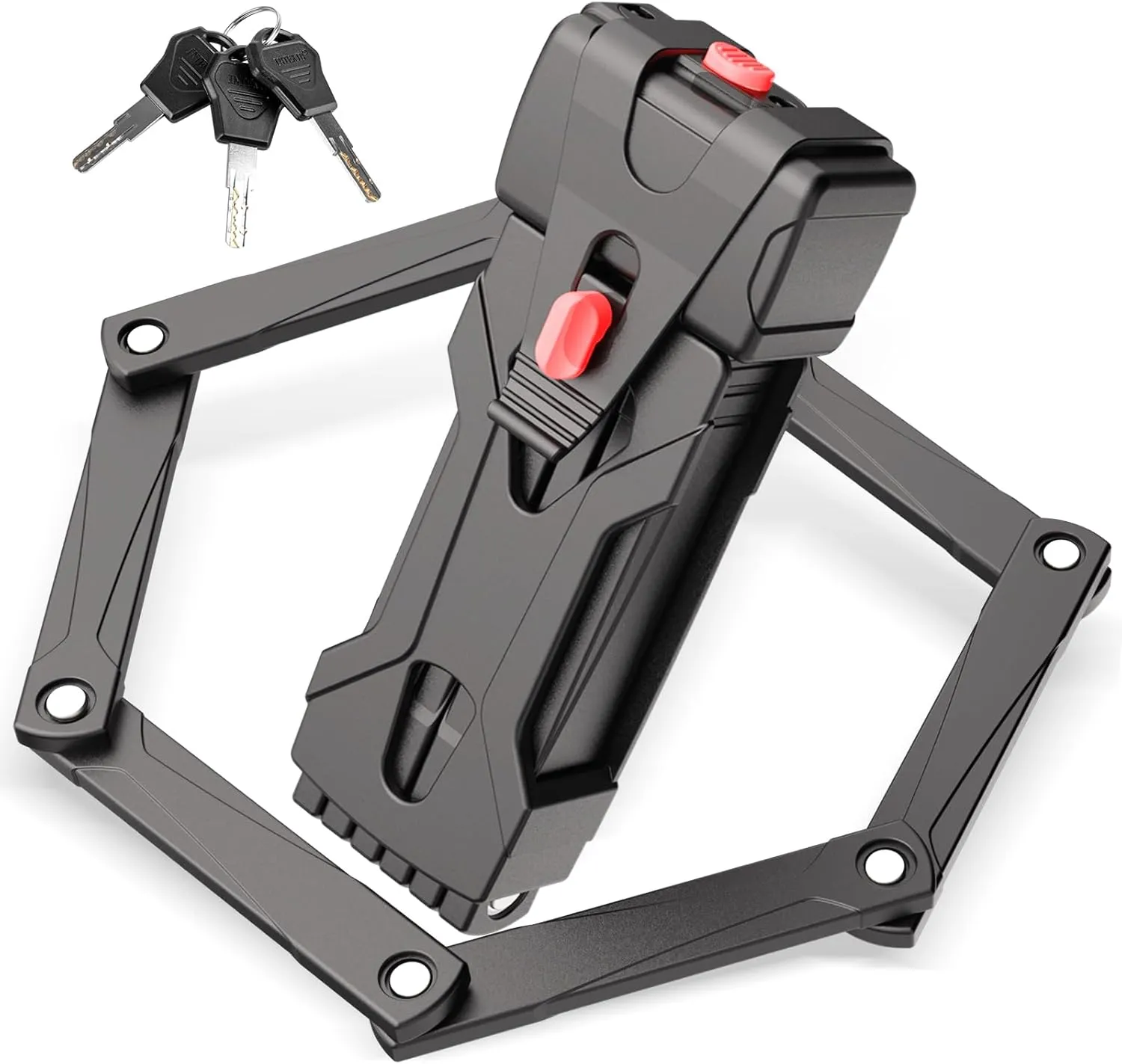Compact Folding Bike Lock, Heavy Duty Bicycle Lock with 3 Keys and Mount, Lightweight Foldable Chain Locks for E-Bike, Commuting, Scooter - 75cm (30 in)