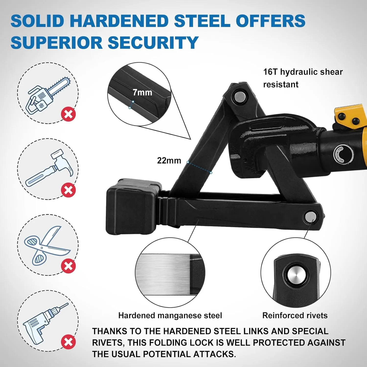 Compact Folding Bike Lock, Heavy Duty Bicycle Lock with 3 Keys and Mount, Lightweight Foldable Chain Locks for E-Bike, Commuting, Scooter - 75cm (30 in)