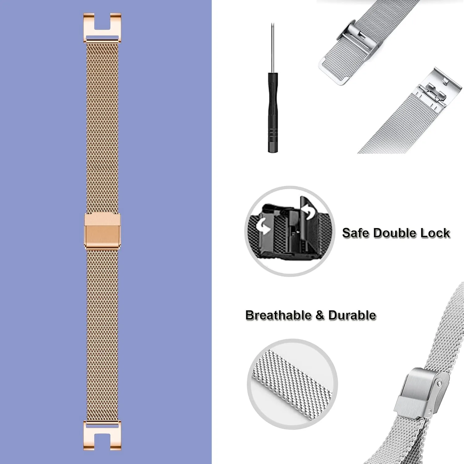 Compatible for Garmin Lily Straps Replacement Watch Band,Stainless Steel Metal Wristband Strap for Women's Smartwatch