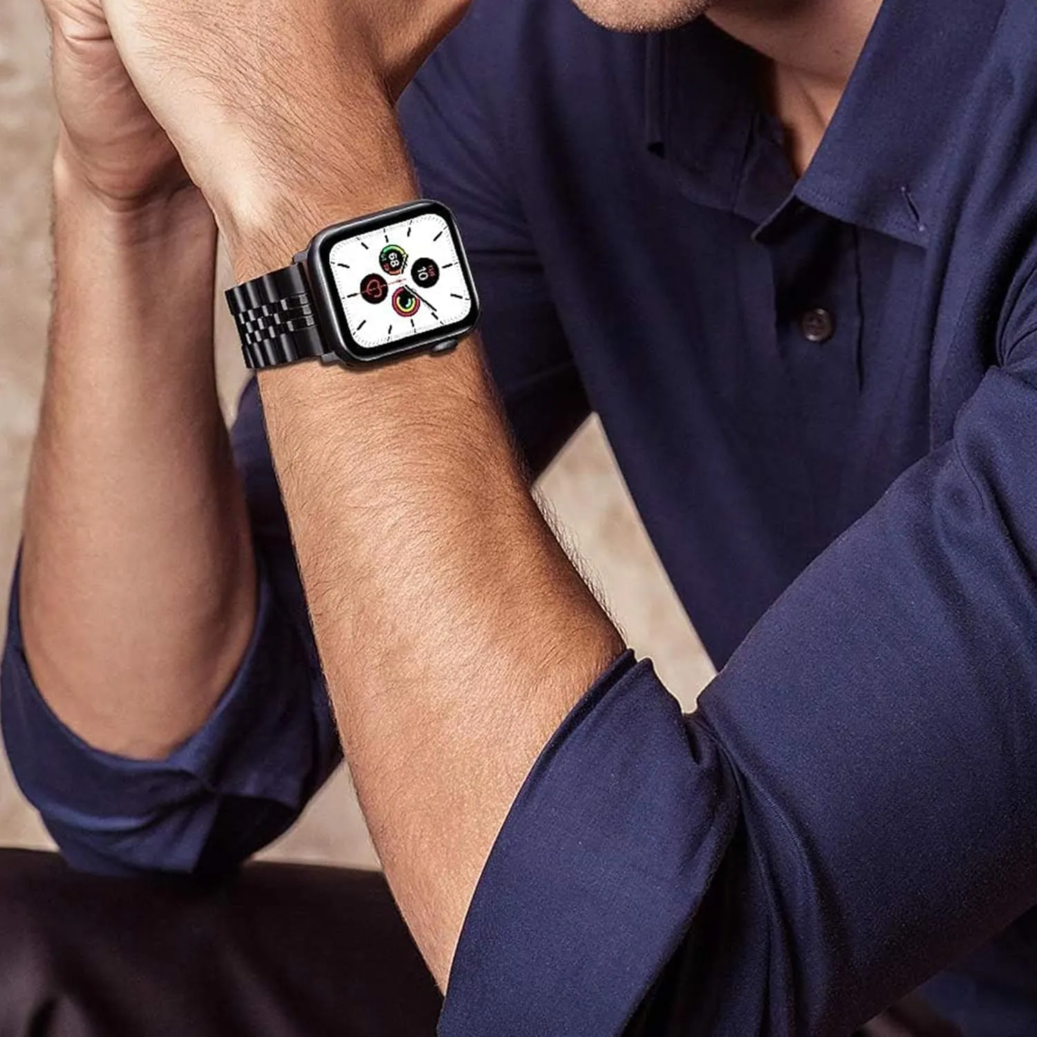 Compatible with Blackview Smart Watch bands, 20mm, 22mm Solid Stainless Steel Metal Band with Butterfly Folding Clasp Link Bracelet Compatible with IOWODO W60, R30 Pro, R50, Compatible with Blackview W60, R30 Pro, R50 Smart Watch
