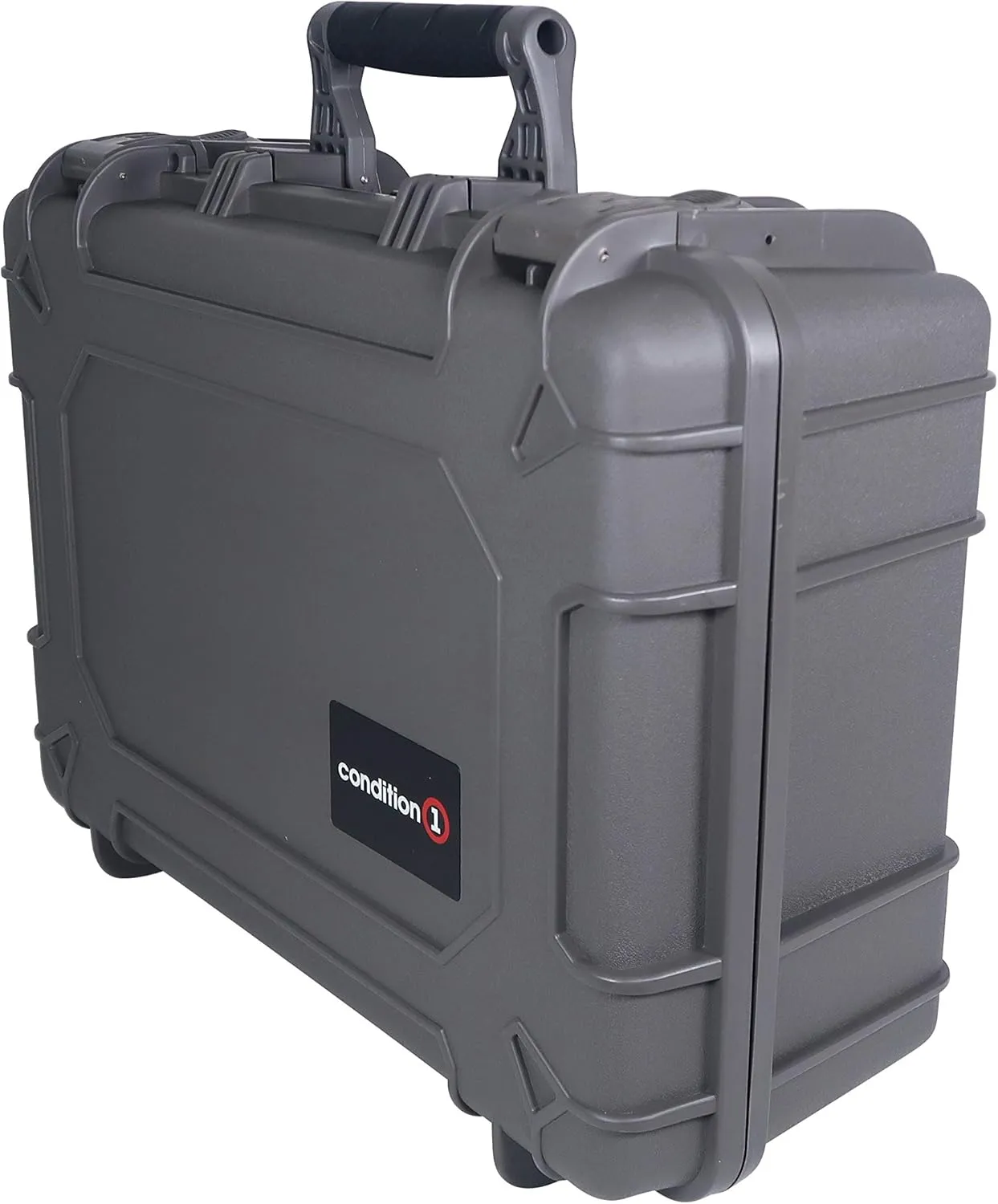 Condition 1 18" Medium Waterproof Hard Case with Foam, Model 801, Portable Protective Storage Box for Travel, Tactical Gear, Made in USA, 18.36"x13.70"x 7.03" Gun Metal Gray