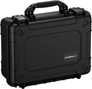 Condition 1 20" Large Hard Case Lockable Storage Box, Model 227, Waterproof Tough Plastic Case Protective Luggage for Camera, Tactical Gear, Made in USA, 19.75"x15.75"x7.5" Black