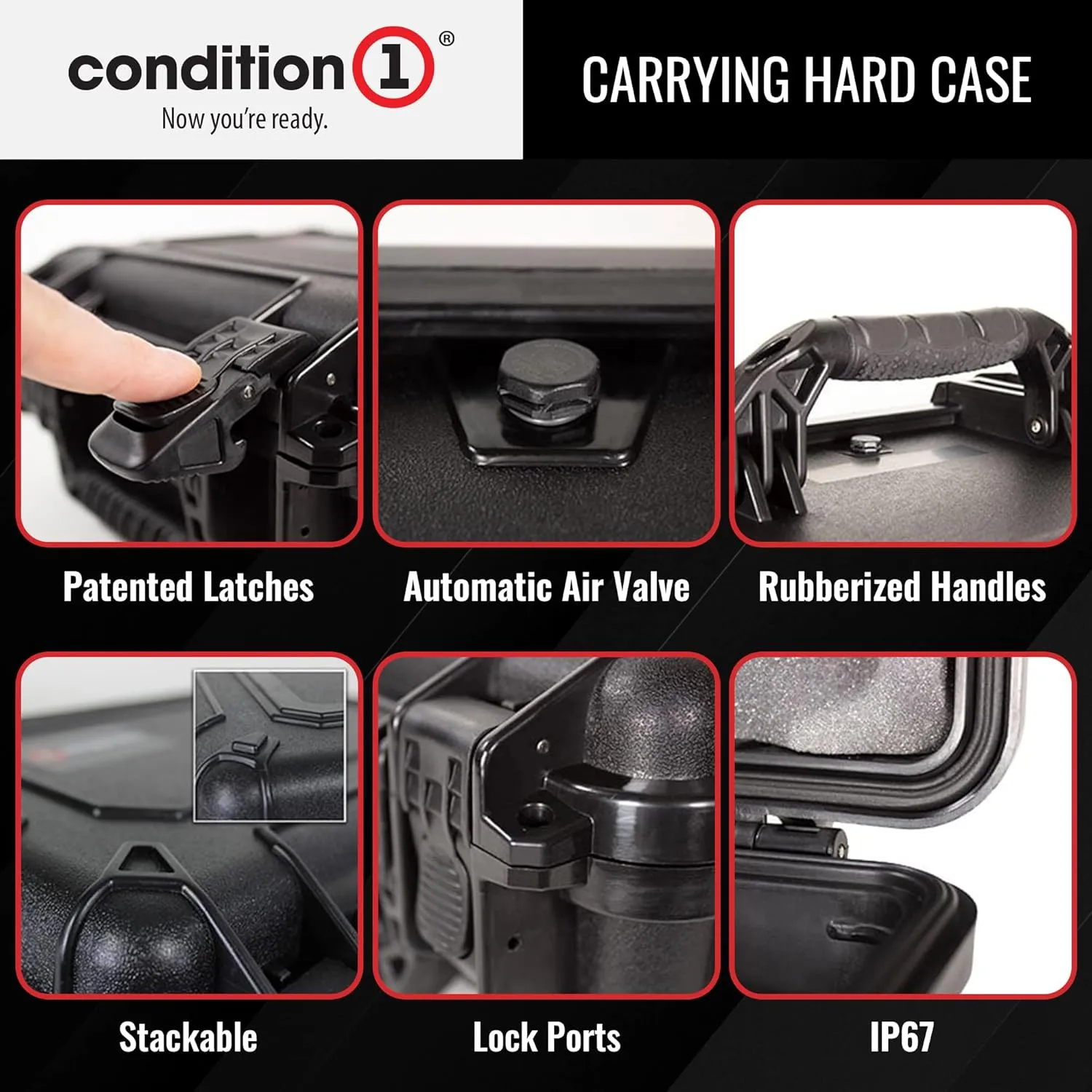 Condition 1 25" Large Heavy-Duty Protective Waterproof Hard Case Model 024, Portable Storage Box with Customizable Foam, Camera, Tool, Hunting, Made in USA, 24.27"x19.40"x13.57" Yellow
