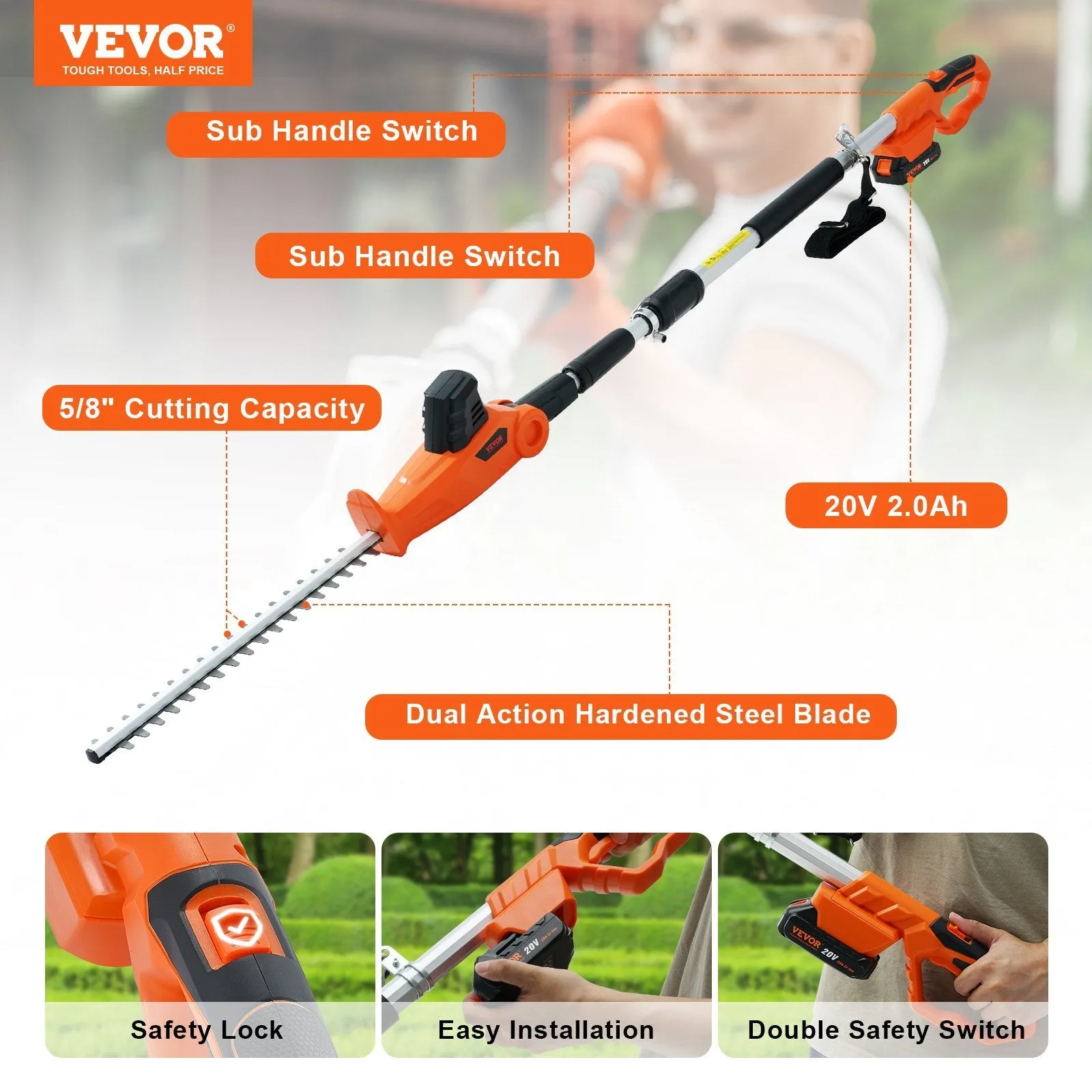 Cordless Hedge Trimmer Pole Hedge Kit