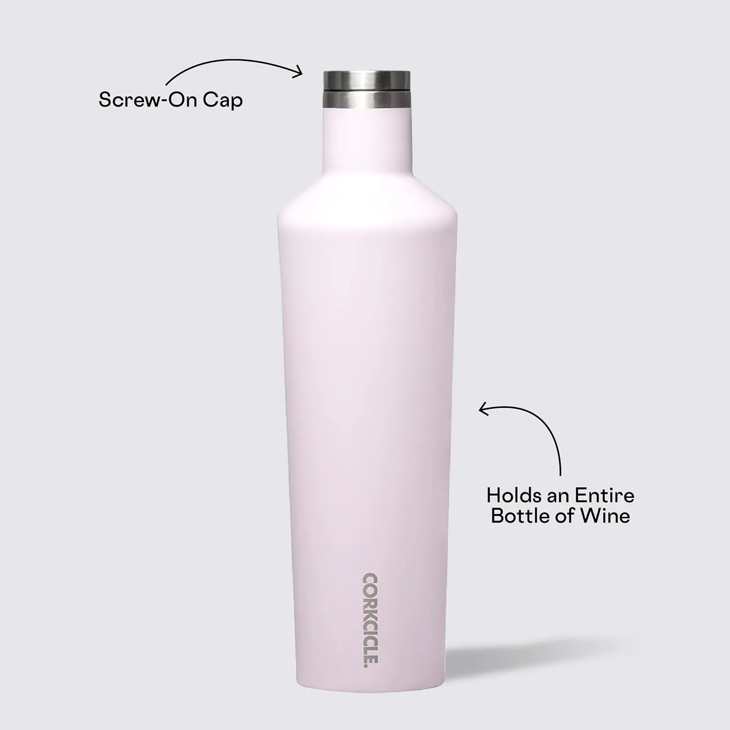 Corkcicle Insulated Canteen, Powder Puff, 25 oz – Cupholder Friendly Water Bottle with Screw-On Cap Keeps Drinks Cold for 25hrs, Hot 12hrs