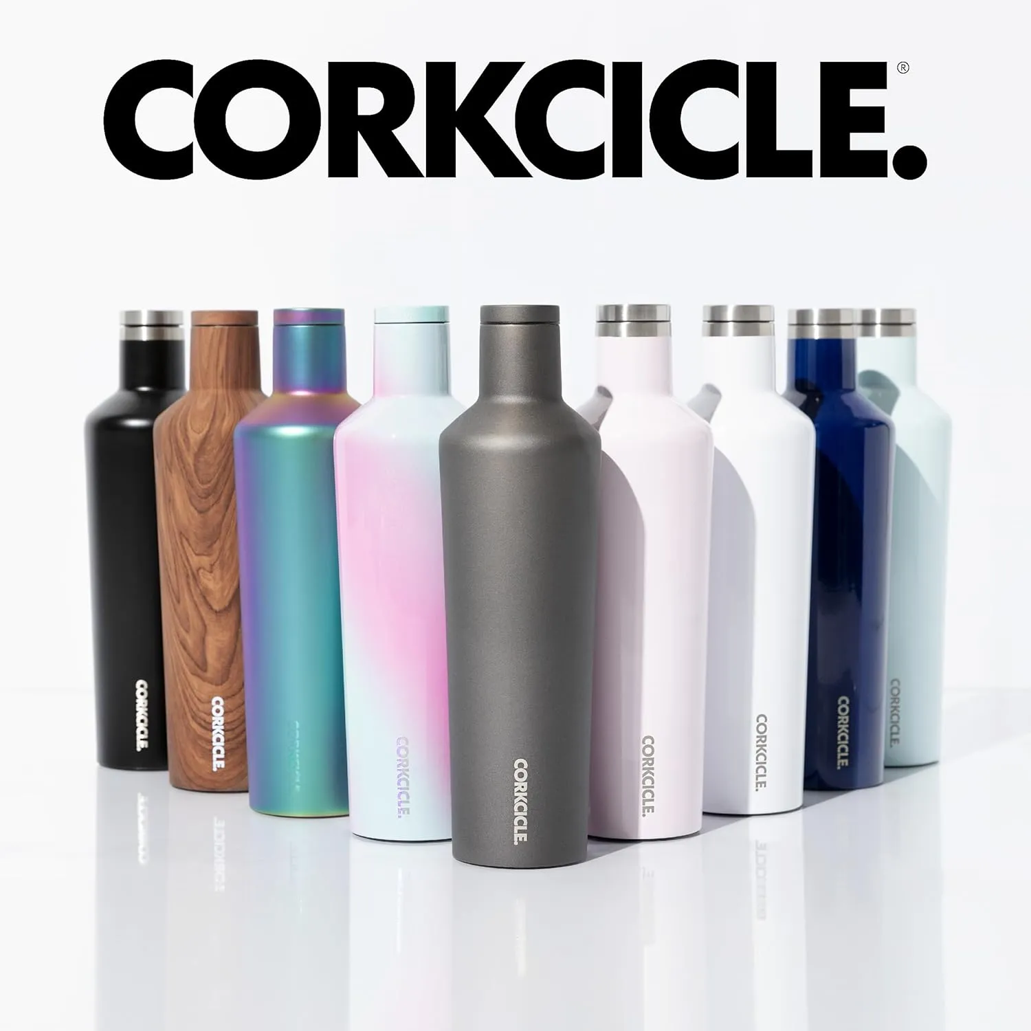 Corkcicle Insulated Canteen, Powder Puff, 25 oz – Cupholder Friendly Water Bottle with Screw-On Cap Keeps Drinks Cold for 25hrs, Hot 12hrs