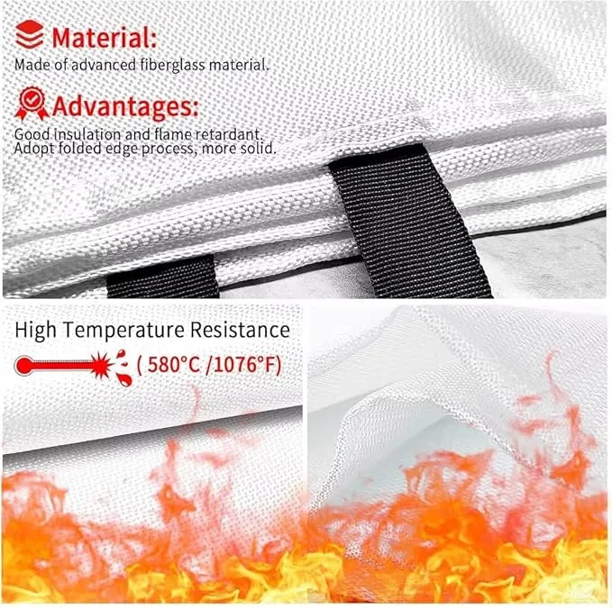 COSHNIBI Fire Blanket Emergency for Kitchen, Fiberglass Retardant Safety Blankets for Home, Fireplace,Grill,School,Car, Office, Warehouse,4 Pack