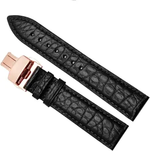 Crocodile Leather watchband for Any Brand Wristband watch Strap with Folding Clasp