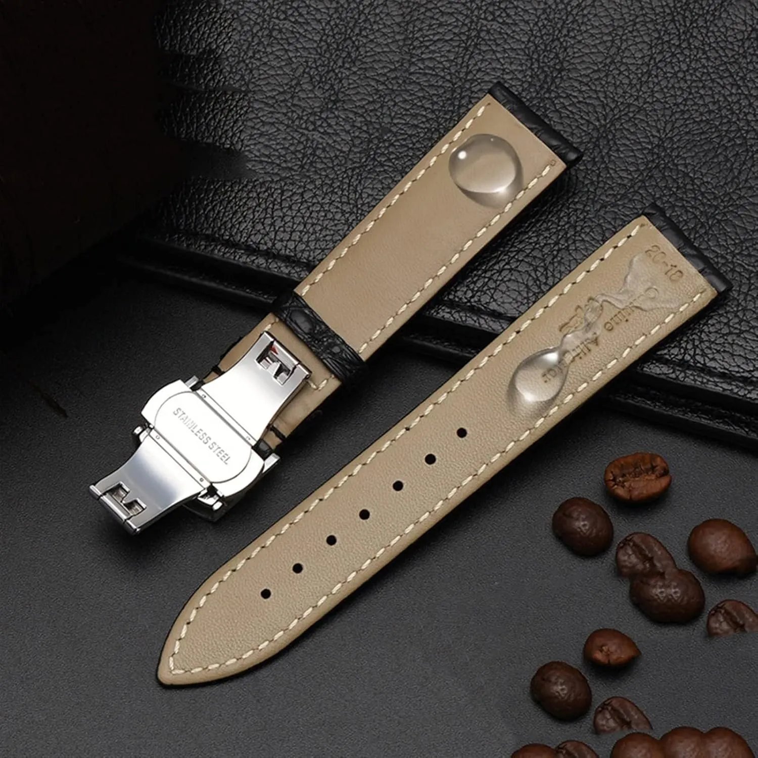 Crocodile Leather watchband for Any Brand Wristband watch Strap with Folding Clasp